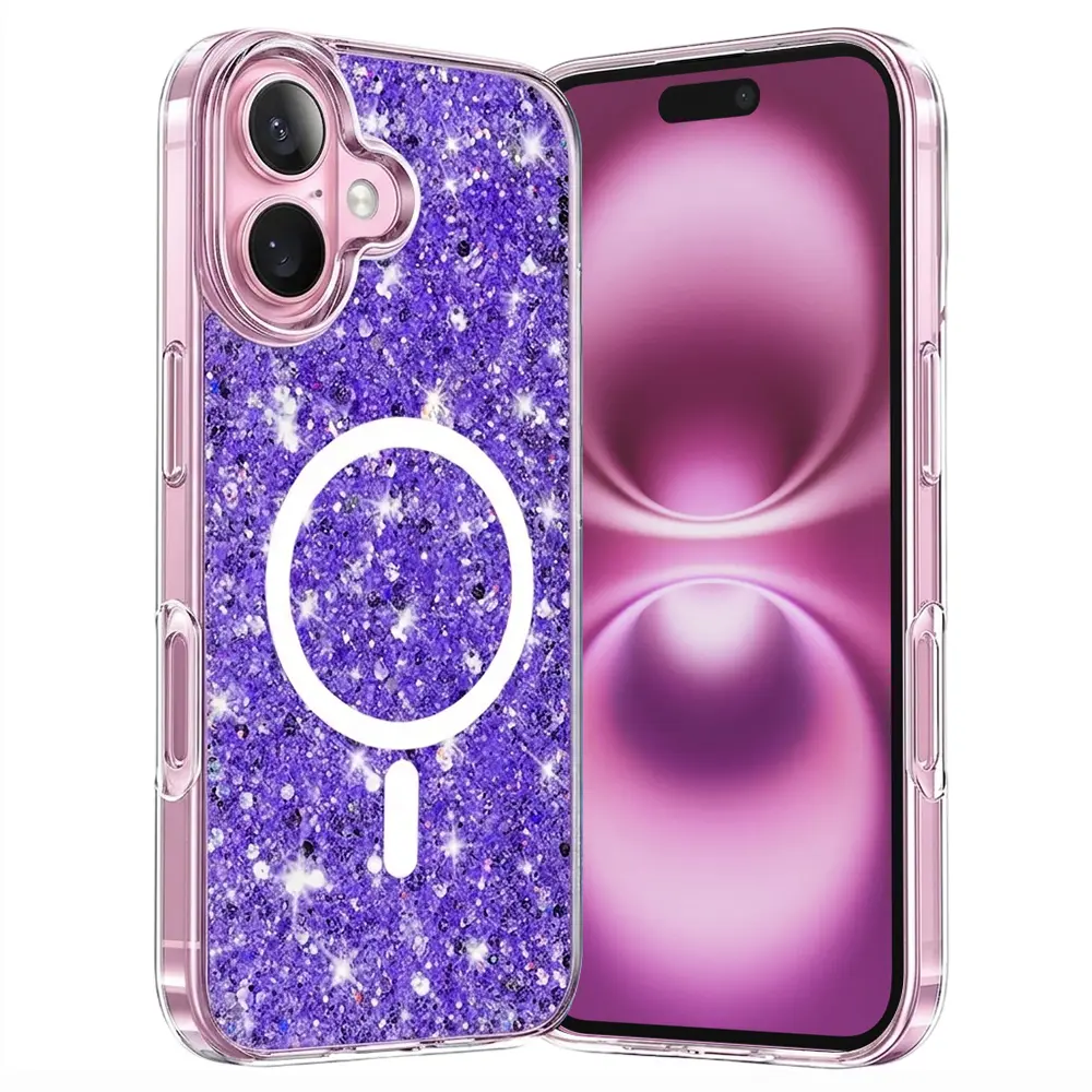 Techsuit Kryt Sparkly Glitter MagSafe iPhone 16 Plus Purple