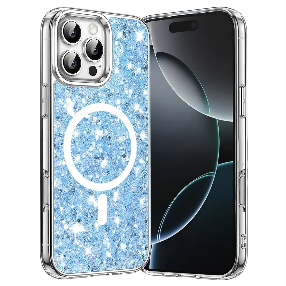 Techsuit Sparkly Glitter MagSafe pro iPhone 16 Pro Blue