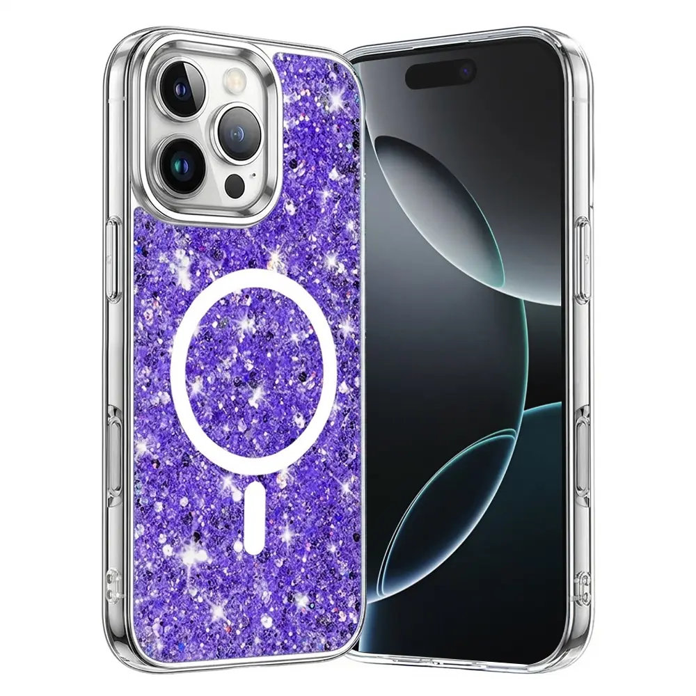 Techsuit Sparkly Glitter MagSafe iPhone 16 Pro fialová