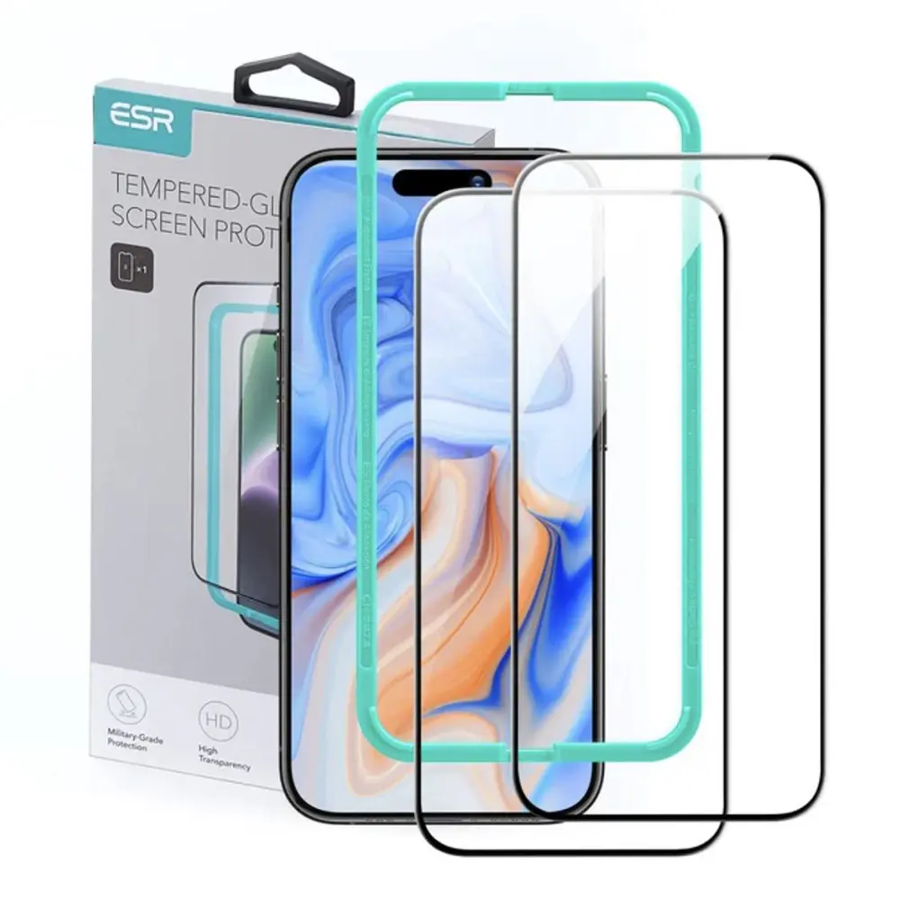 ESR - Tvrzené sklo (2 kusy) - iPhone 15 / iPhone 16 - černá