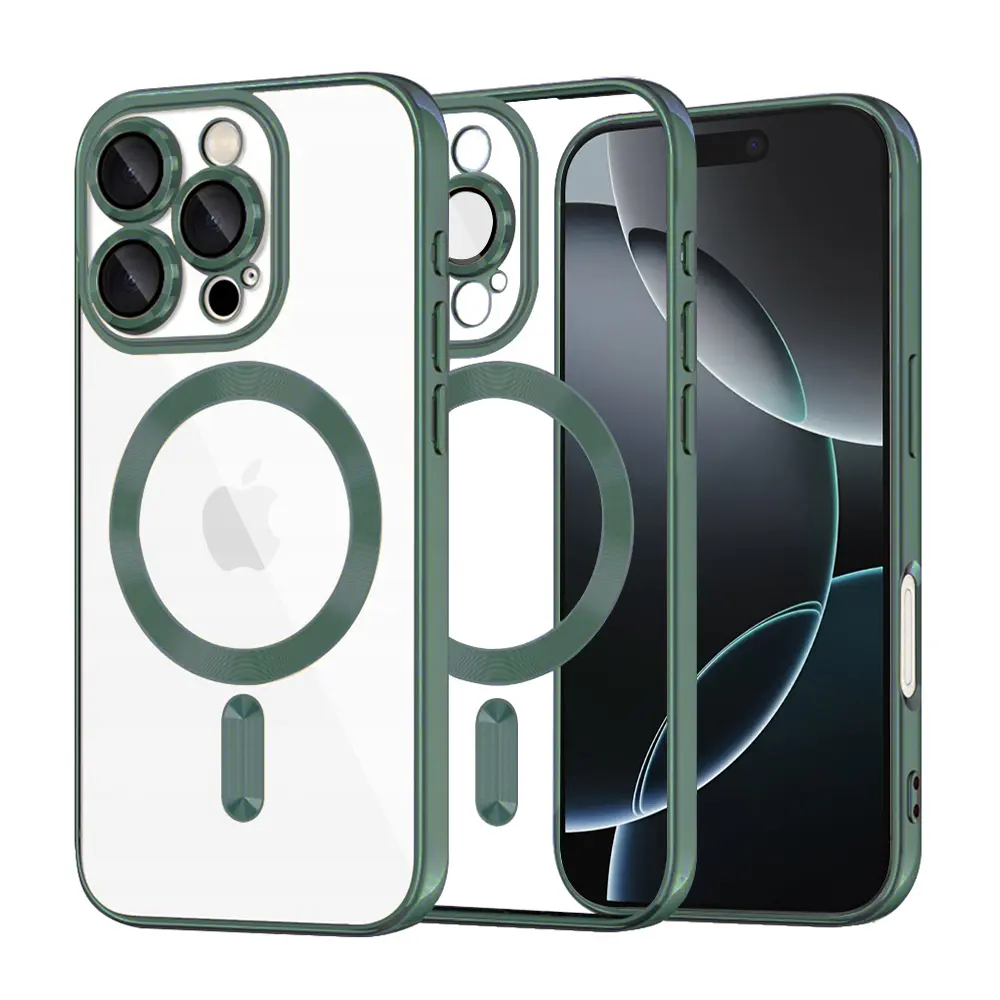 Techsuit Luxury Crystal MagSafe pro iPhone 16 Pro v tmavě zelené