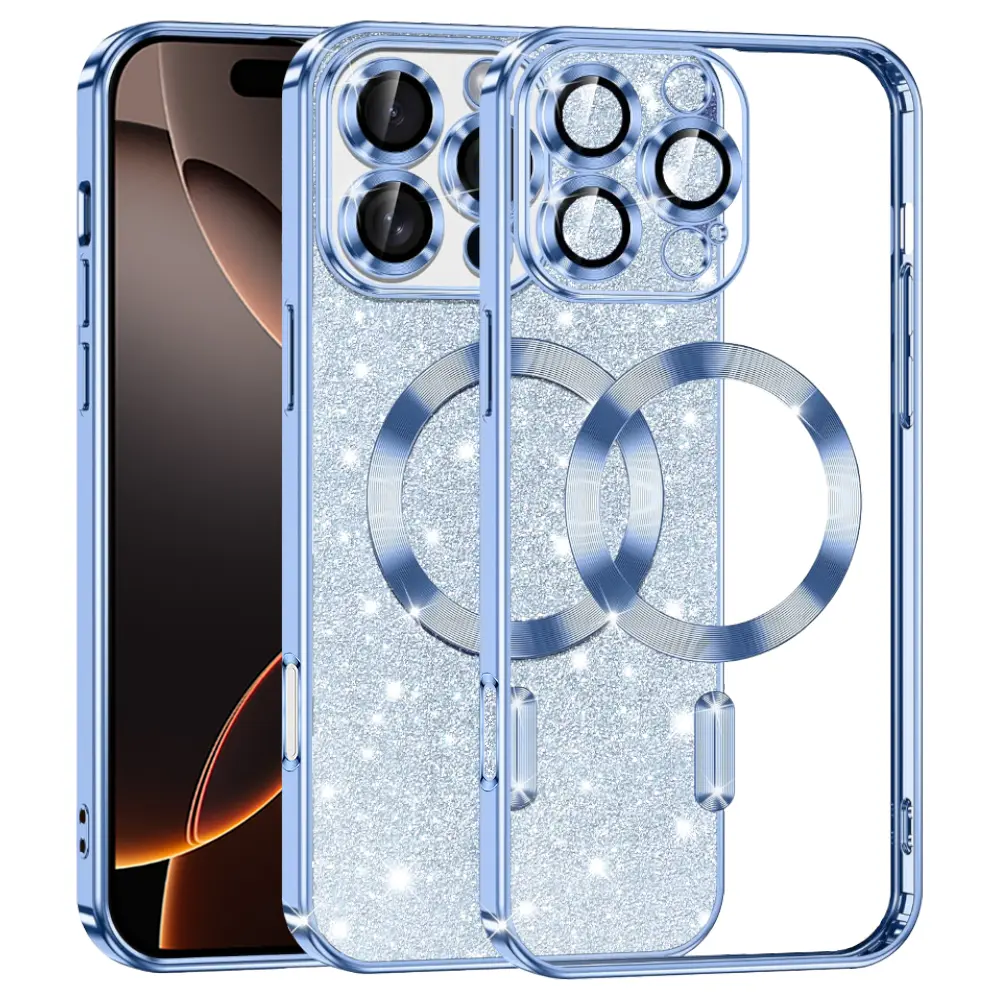 Techsuit Luxury Glitter MagSafe pro iPhone 16 Pro světle modrý