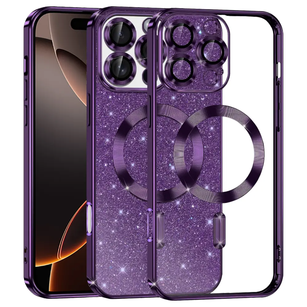 Techsuit Luxury Glitter MagSafe pro iPhone 16 Pro v tmavě fialové