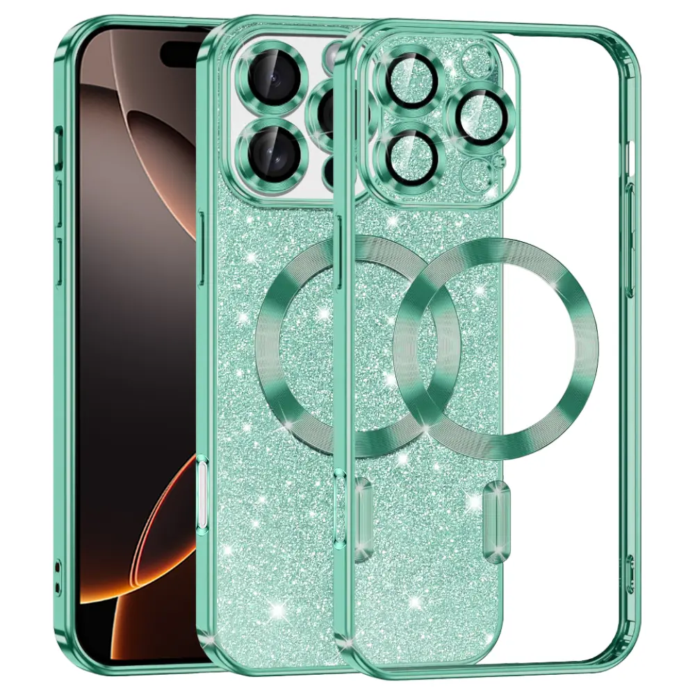 Techsuit Luxury Glitter MagSafe pro iPhone 16 Pro světle zelená