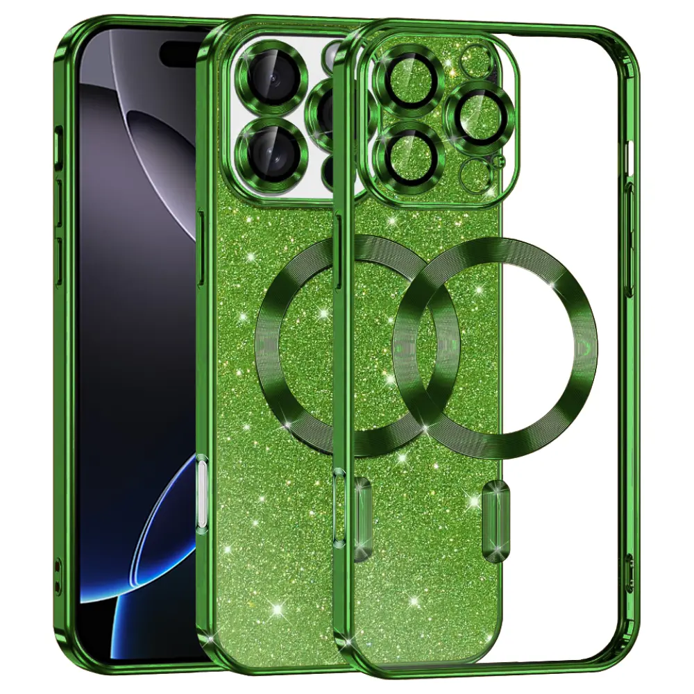 Techsuit Luxury Glitter MagSafe pro iPhone 16 Pro Max v tmavě zelené