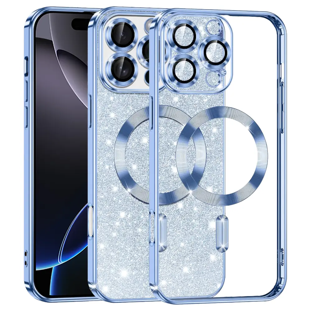 Techsuit Luxury Glitter MagSafe pro iPhone 16 Pro Max světle modrá