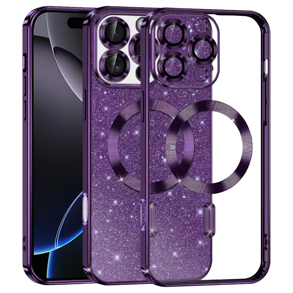 Techsuit Luxury Glitter MagSafe pro iPhone 16 Pro Max tmavě fialová