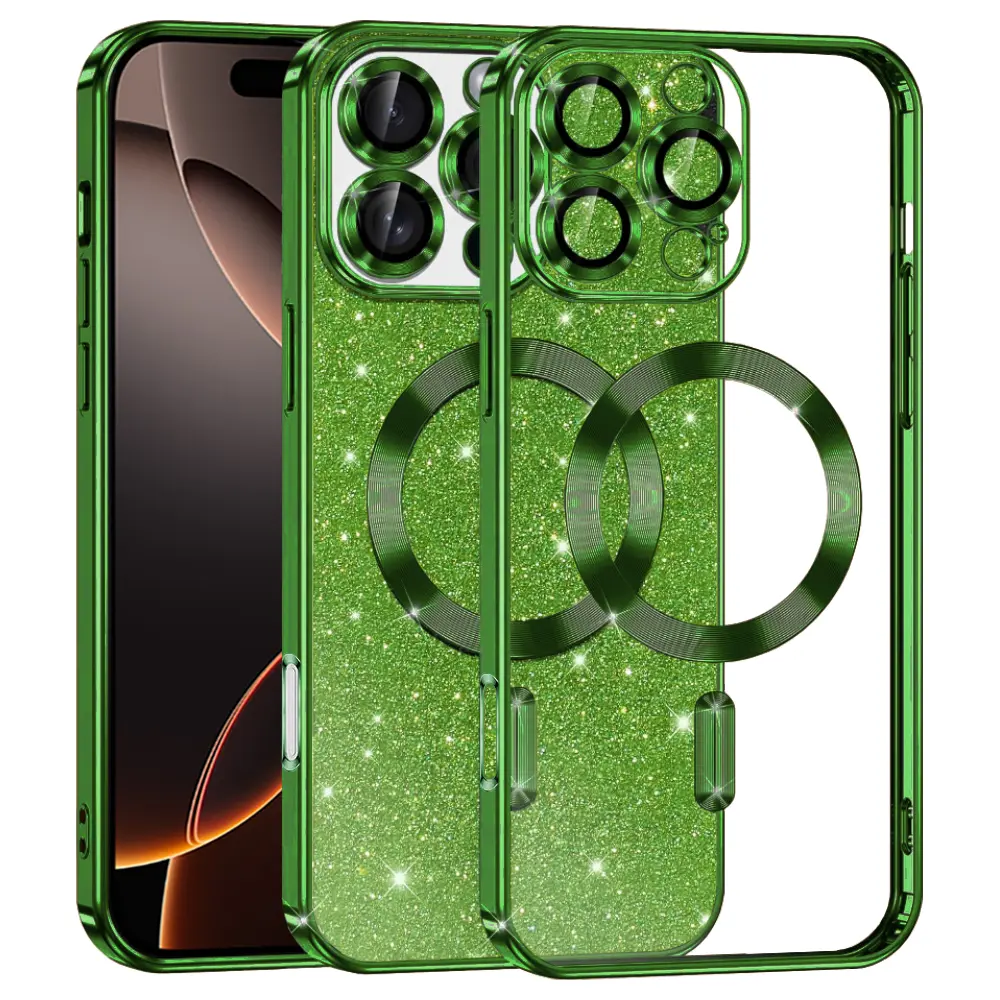 Techsuit Luxury Glitter MagSafe pro iPhone 16 Pro v tmavě zelené