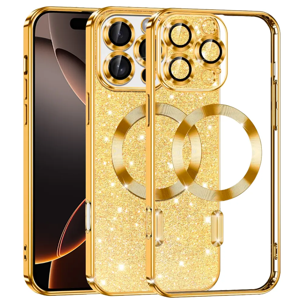 Techsuit Luxury Glitter MagSafe pro iPhone 16 Pro zlatý