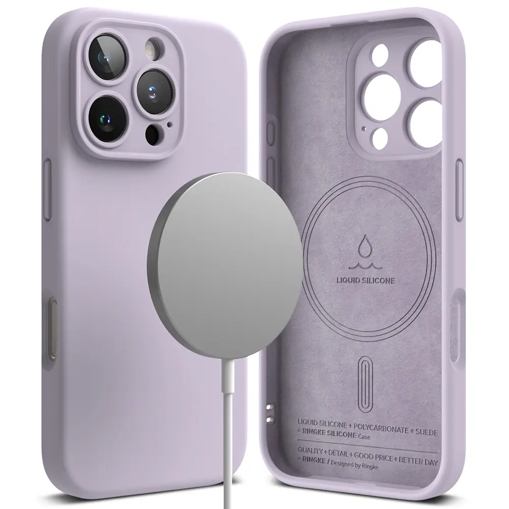 Ringke Silicone Magnetic MagSafe pro iPhone 16 Pro levandulová