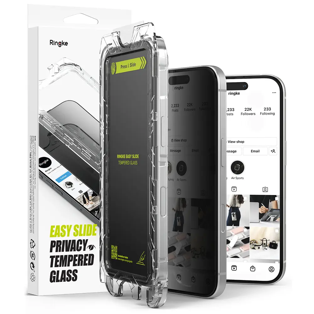 Ringke Easy Slide Tempered Glass (2 ks) tvrzené sklo pro iPhone 16 Pro – s ochranou soukromí