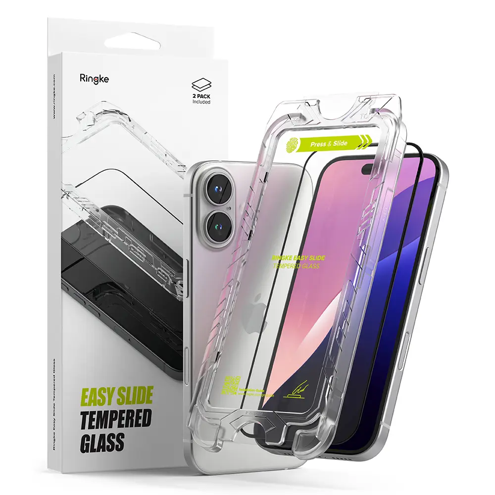 Ringke Easy Slide tvrzené sklo (2 ks) iPhone 16 Plus iPhone 15 Plus černá