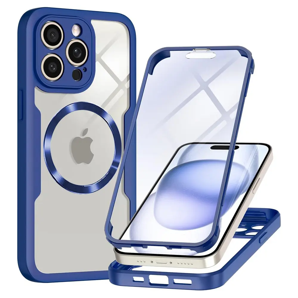 Techsuit ColorVerse 360 MagSafe Series + Ochranné sklo iPhone 14 Pro Modrá