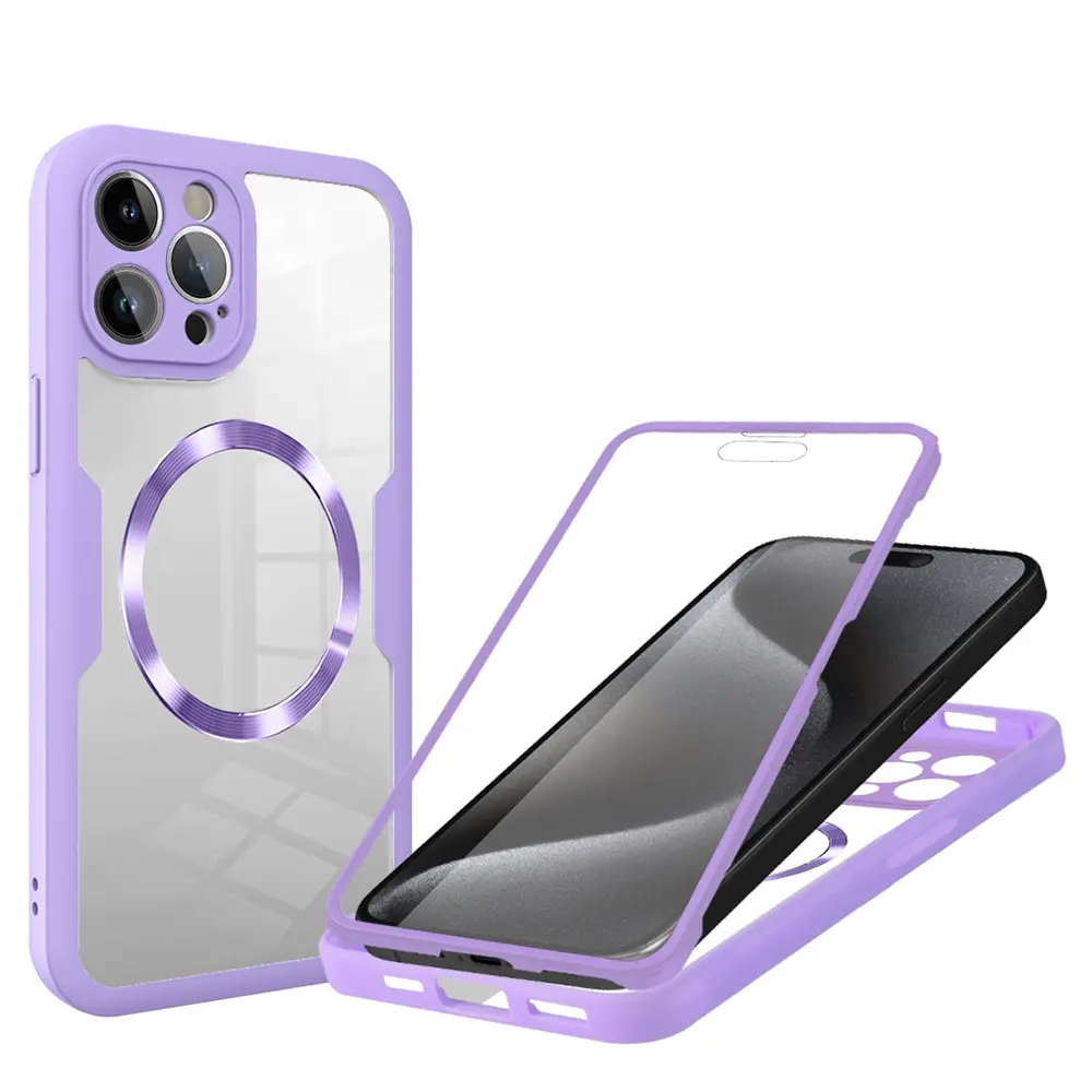 Techsuit ColorVerse 360 MagSafe Series Ochranné sklo iPhone 15 Pro Max Fialová