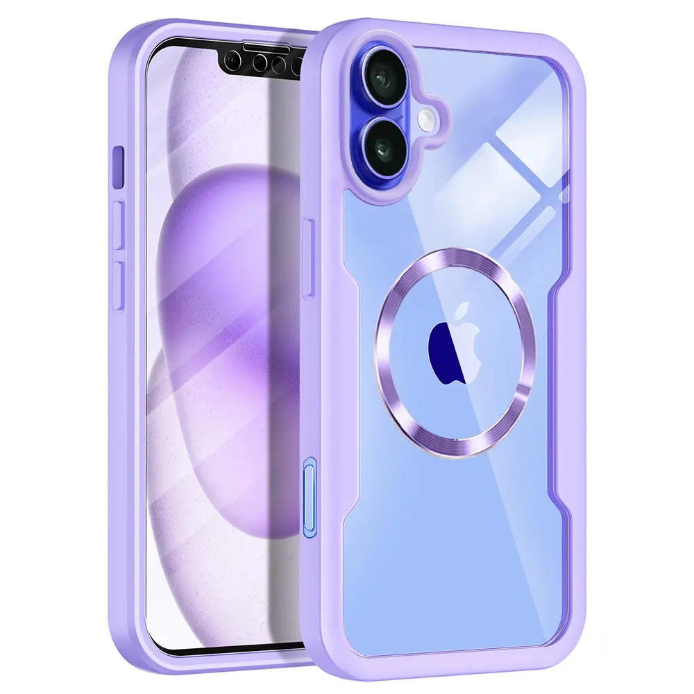 Techsuit ColorVerse 360 MagSafe Series + Ochranné sklo iPhone 16 Fialová