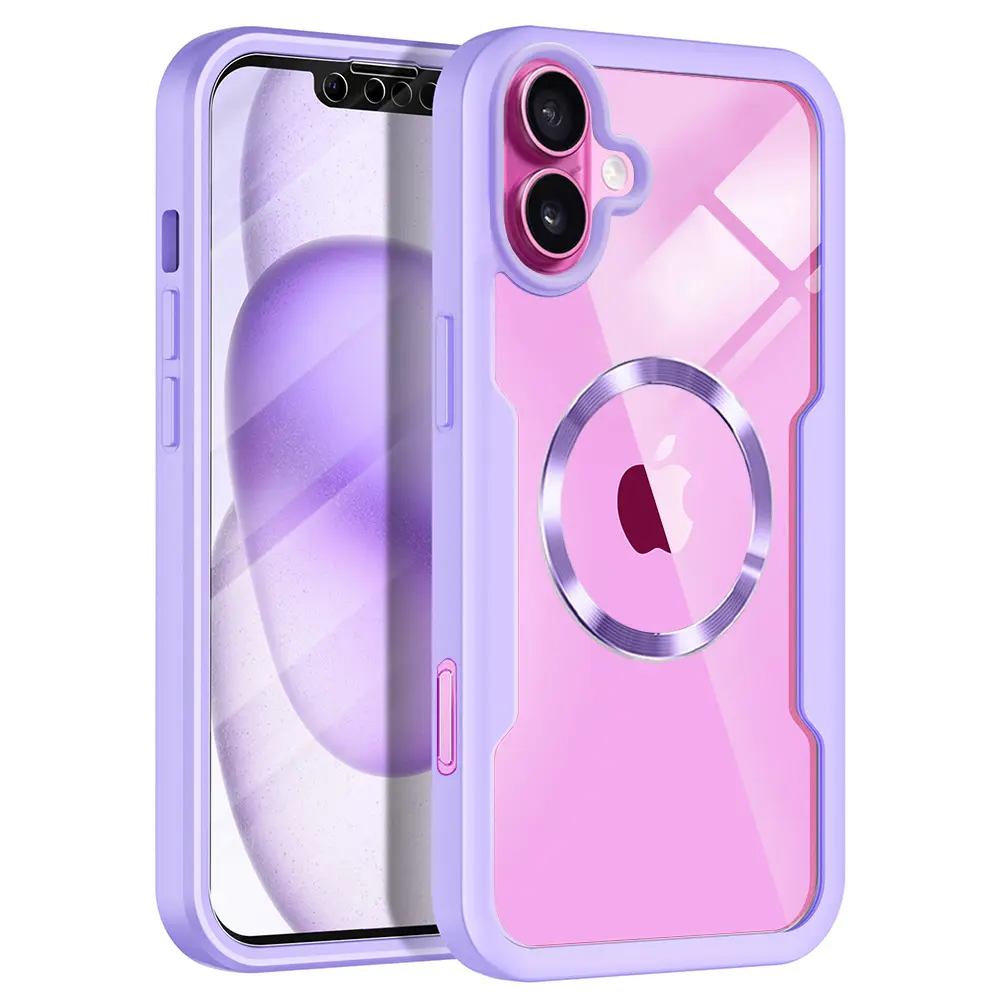 Techsuit ColorVerse 360 MagSafe Series + Ochranné sklo iPhone 16 Plus Fialová