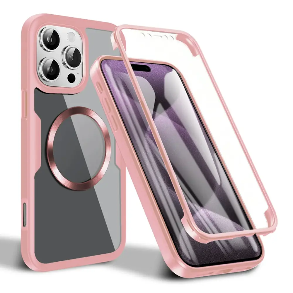 Techsuit ColorVerse 360 MagSafe Series + Ochranné sklo iPhone 16 Pro Max Růžová