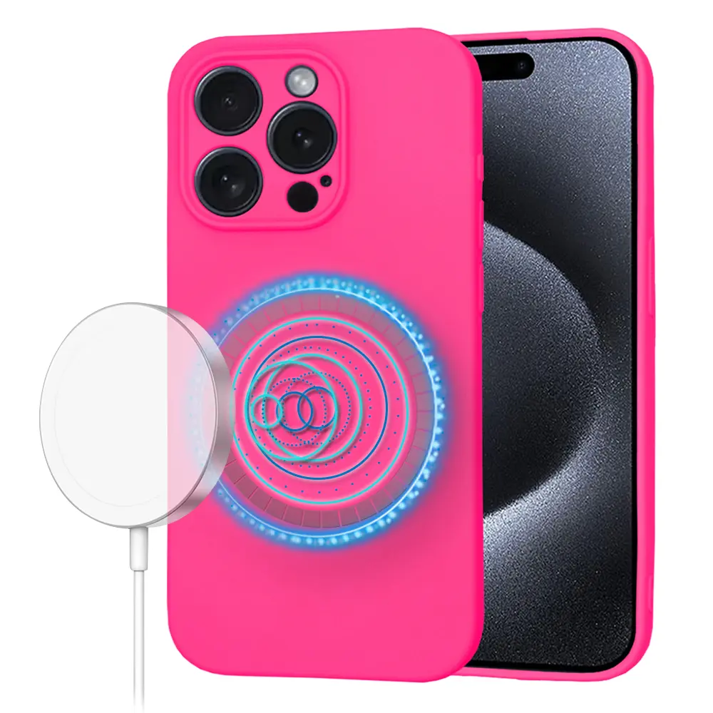 Techsuit SoftFlex MagSafe kryt na iPhone 15 Pro – sytě růžový
