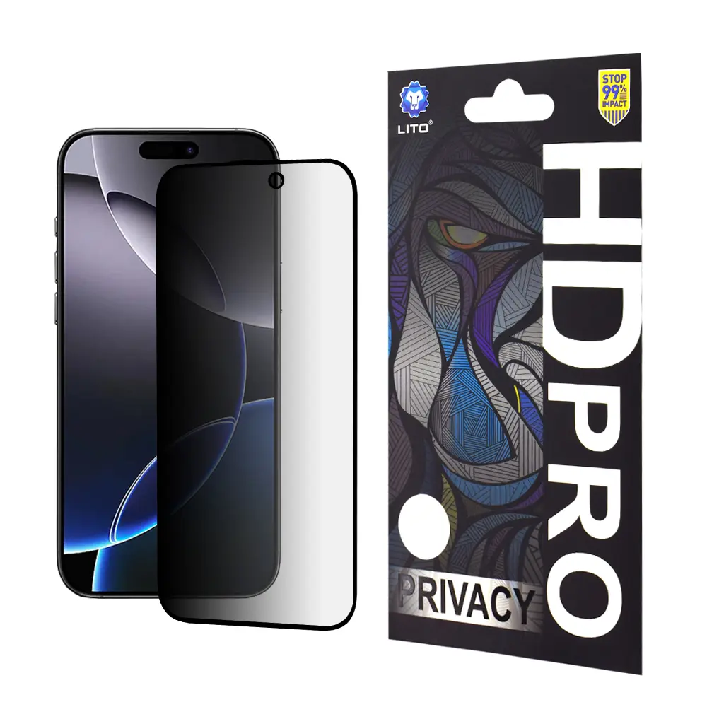 Lito HD Pro Privacy ochranné sklo pro iPhone 16 Pro Max – černé