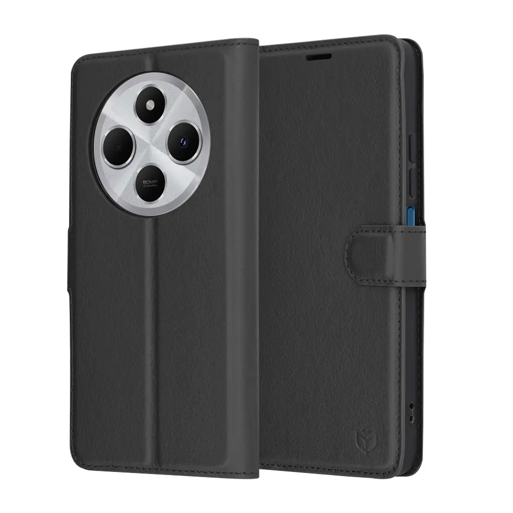 Pouzdro Techsuit z kůže pro Xiaomi Redmi 14C Poco C75 černé