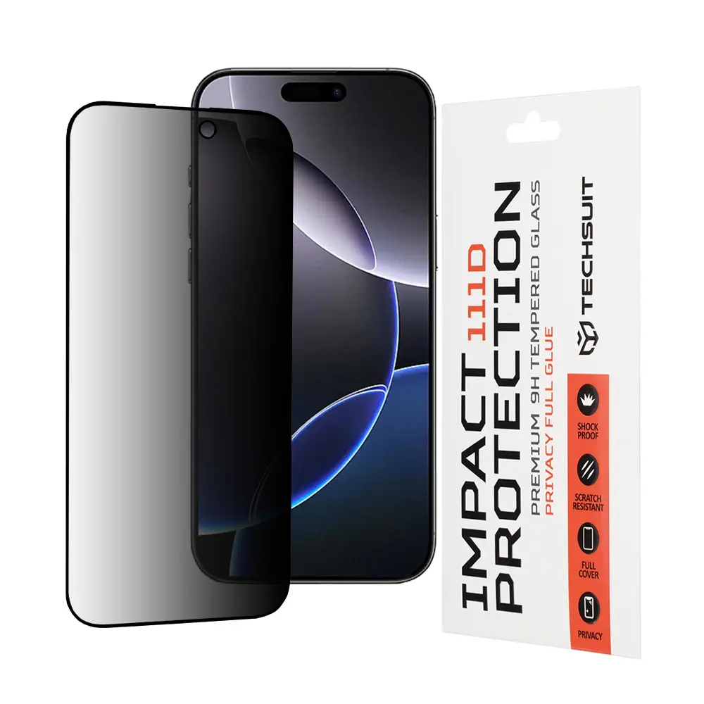 Ochranné sklo Techsuit 111D Privacy Full Glue iPhone 16 Pro Max černé