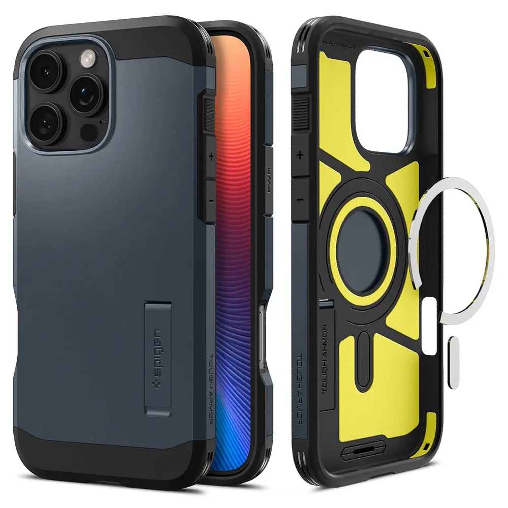 Pouzdro Spigen Tough Armor MagSafe pro iPhone 16 Pro kovová břidlice