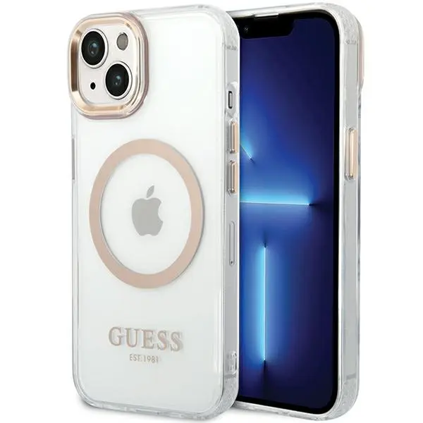Guess Metal Outline MagSafe GUHMP15MHTRMD iPhone 15 Plus zlatá