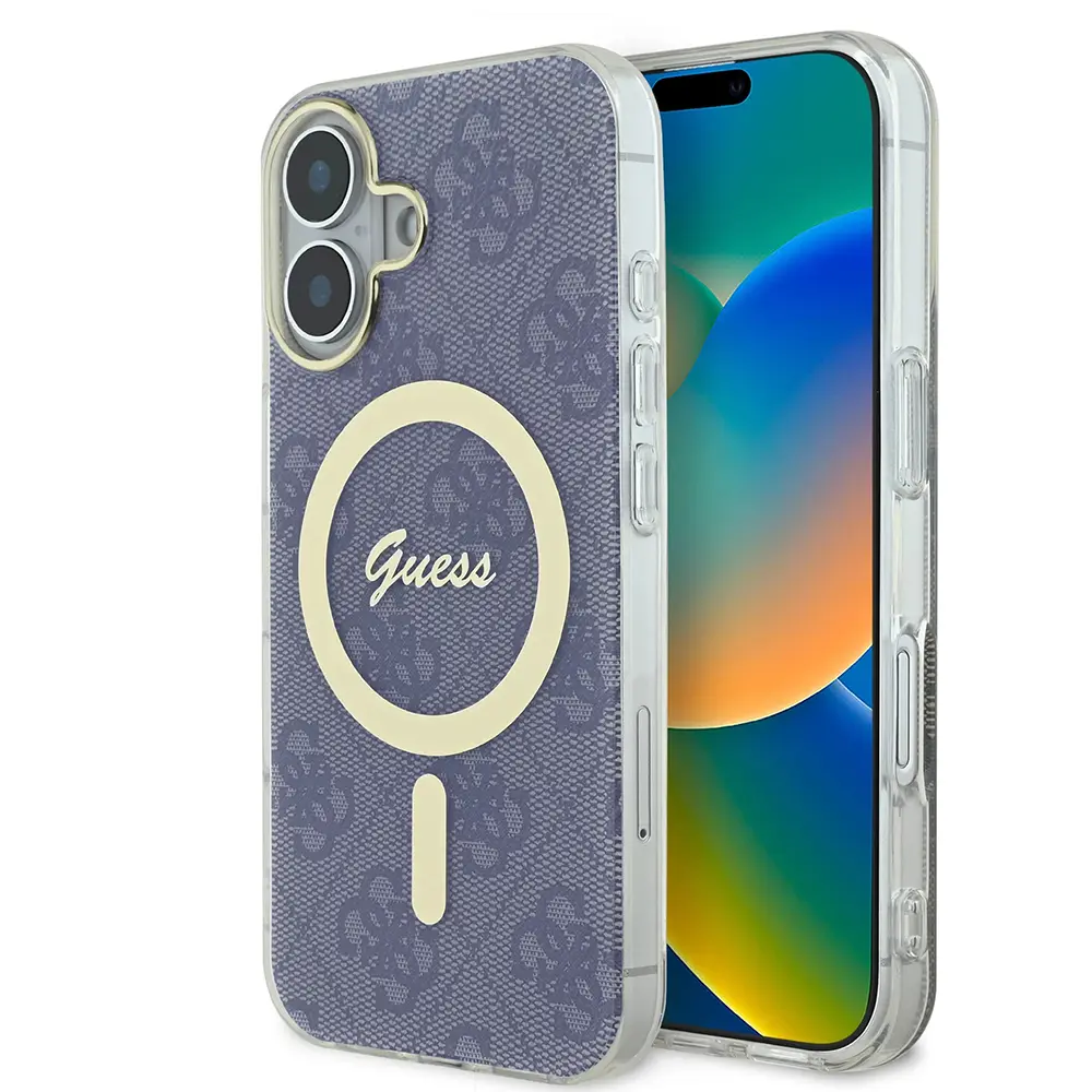 Guess IML 4G MagSafe GUHMP16SH4STB pro iPhone 16 modrá
