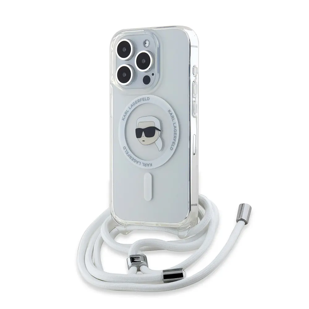 Karl Lagerfeld IML Crossbody MagSafe iPhone 15 Pro Max průhledný Karl Head