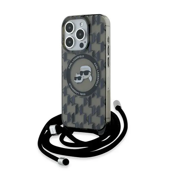 Karl Lagerfeld IML Crossbody MagSafe iPhone 15 Pro Monogram Karl a Choupette Head