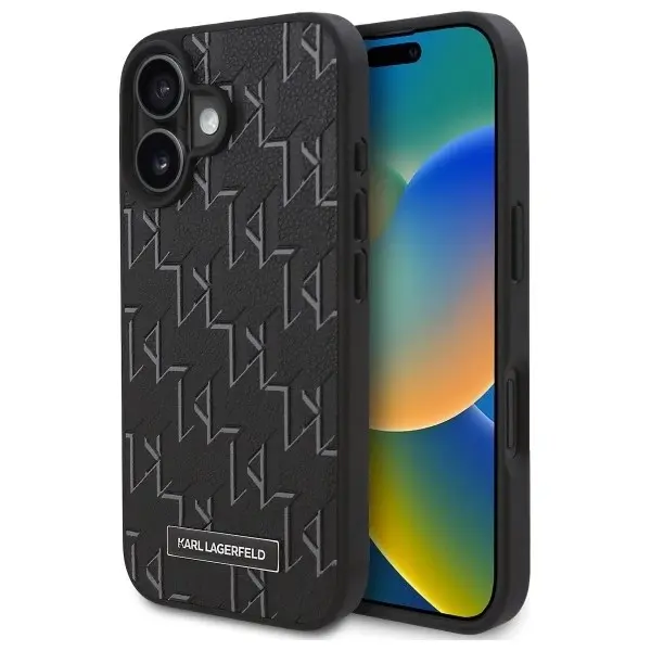 Karl Lagerfeld kožený kryt s MagSafe na iPhone 16 (KLHMP16SPKHPORPK) - Hot Stamp