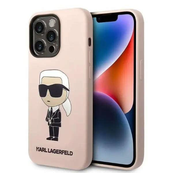 Karl Lagerfeld Silicone pouzdro iPhone 14 Pro Max růžové Ikonik