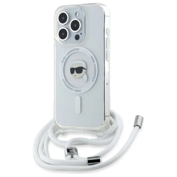 Karl Lagerfeld IML Crossbody MagSafe iPhone 16 Pro průhledný Karl Head