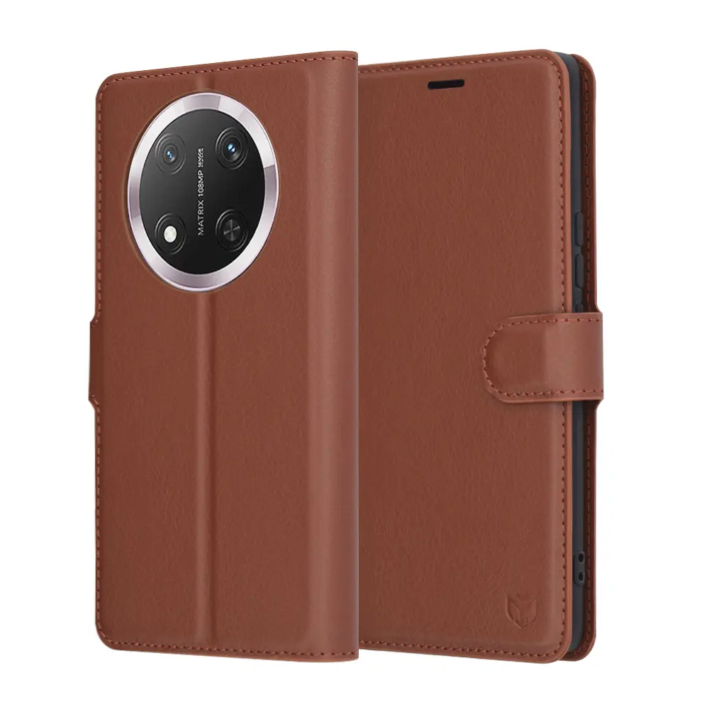 Pouzdro z kůže Techsuit pro Honor Magic7 Lite X9c hnědé