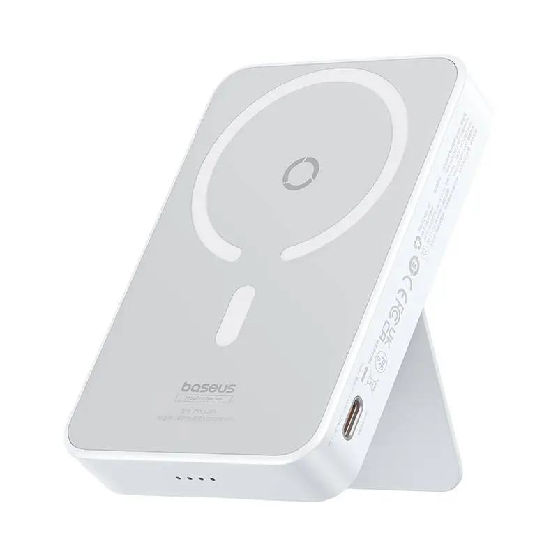 Baseus magnetická power banka MagPro PPCXZ05 (P10064101223-00) – USB-C, MagSafe, 5000 mAh, 20 W, USB-C kabel 3 A (30 cm), bílá
