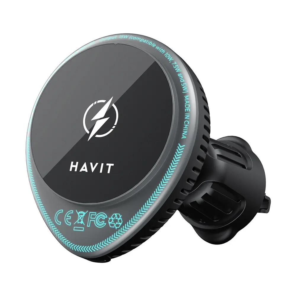 Havit Držák do auta s bezdrátovým nabíjením W3036 s chlazením na ventilaci 15W černý
