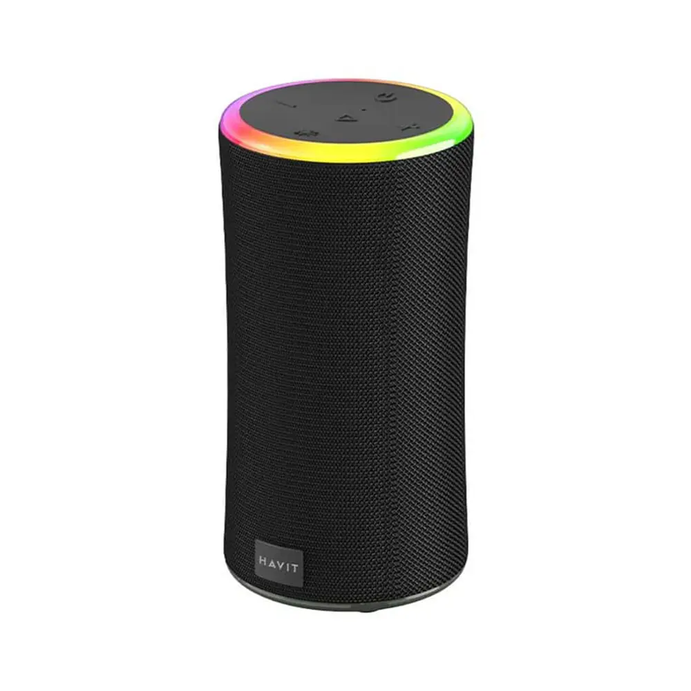 Havit - Bezdrátový reproduktor, USB-C, Bluetooth 5.3, TWS, TF, USB, hands-free hovory, RGB osvětlení, IPX6, 4000mAh - černý