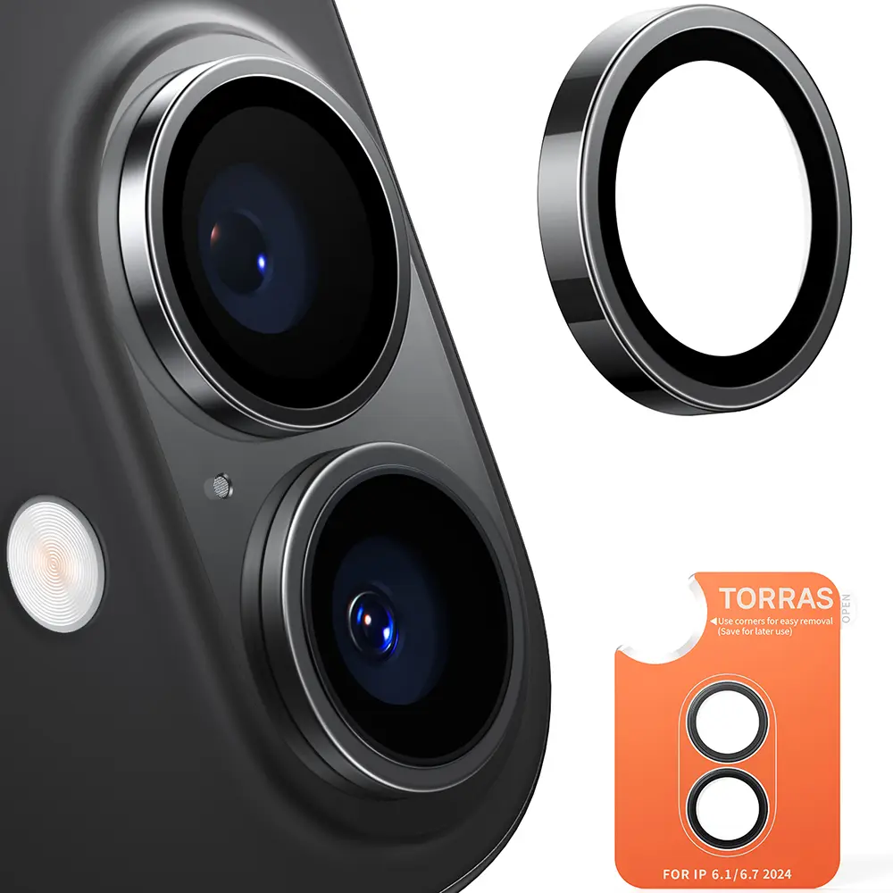 Torras Lensguard ochrana kamery iPhone 16 iPhone 16 Plus černá