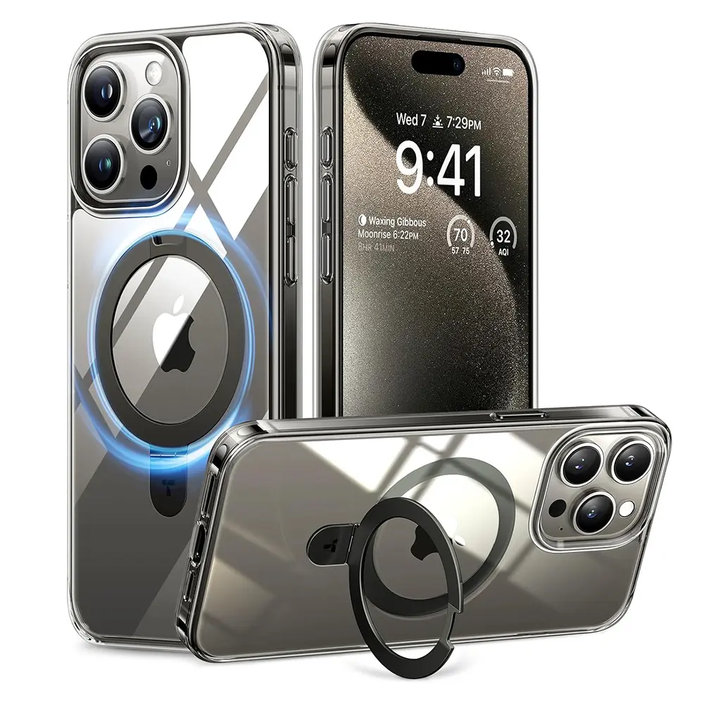 Pouzdro na telefon Torras UPRO Ostand Clear pro iPhone 15 PRO (průhledné)