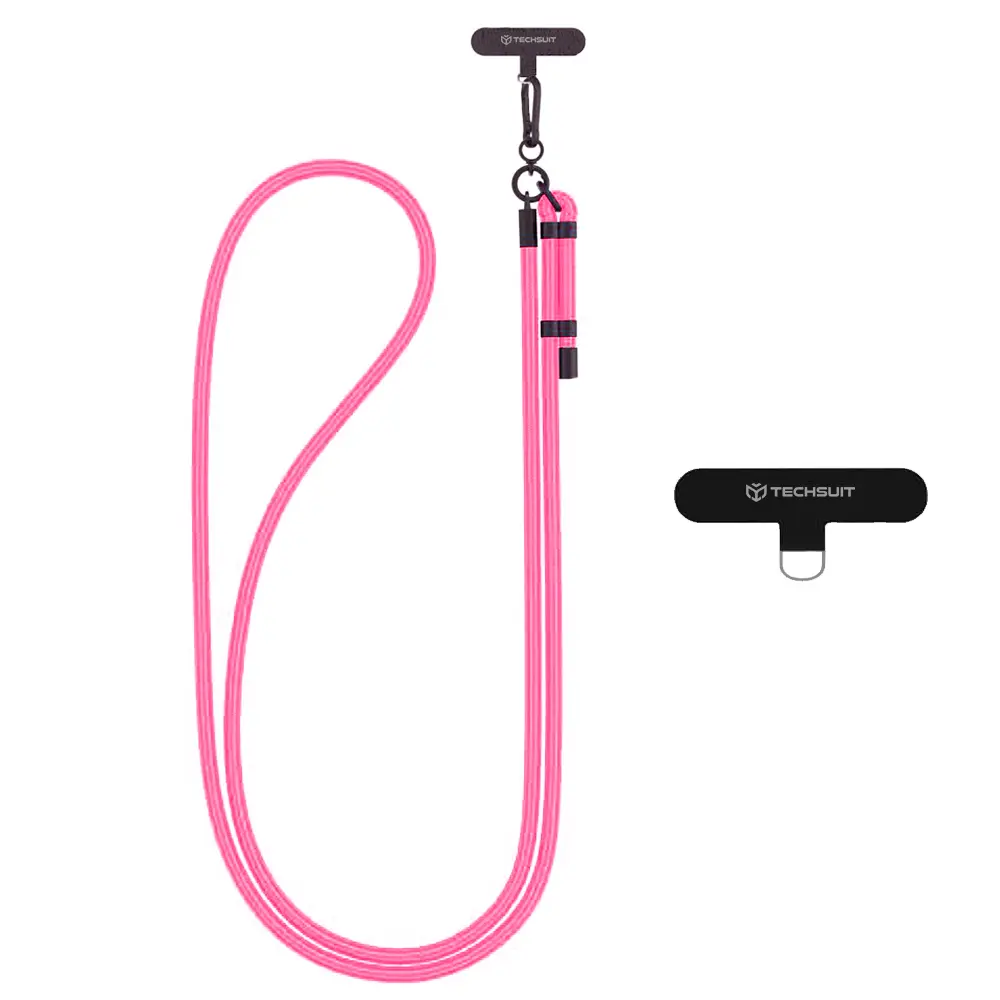 Techsuit Rope Crossbody Strap RCS1-05 pro telefony karabina nylon růžová