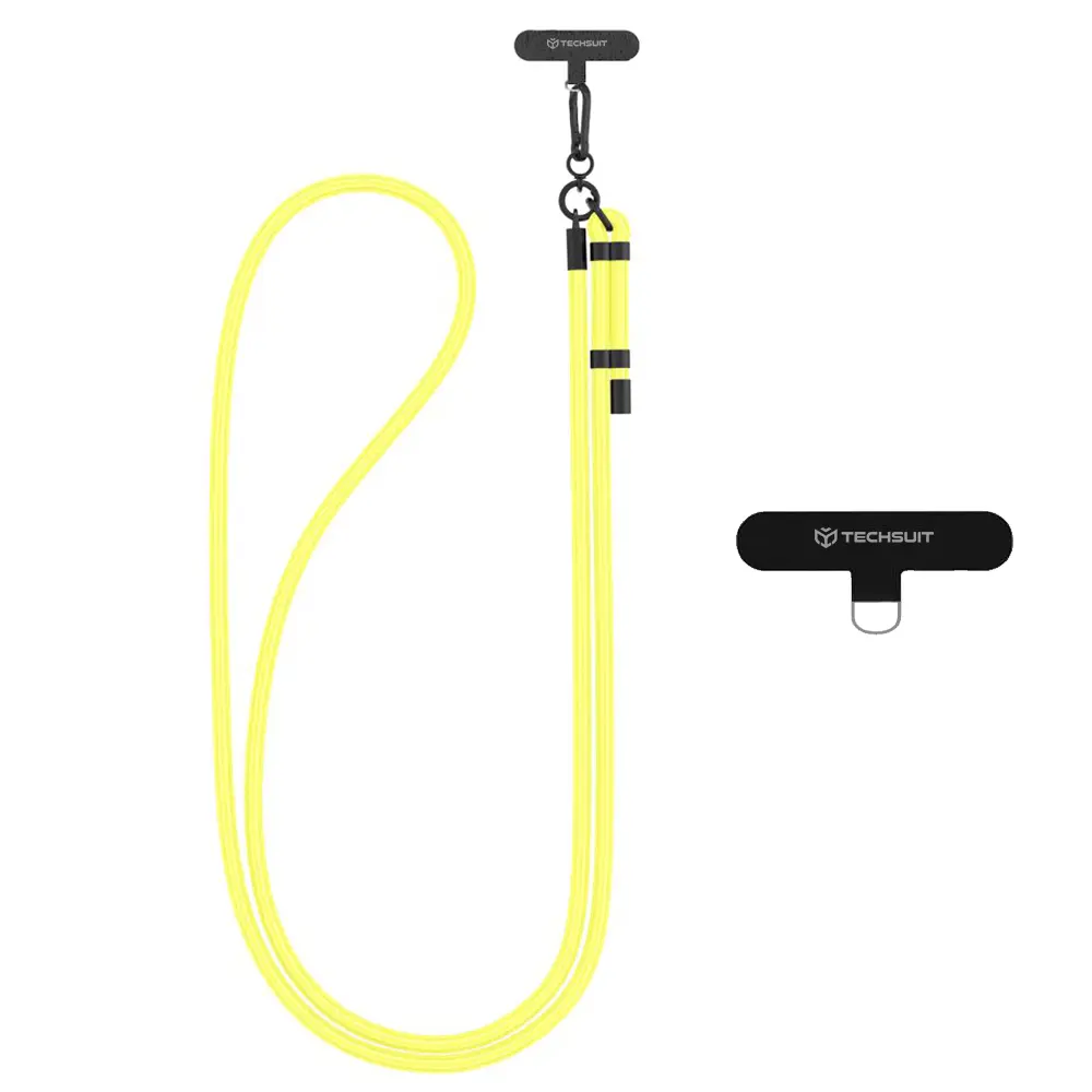 Techsuit - popruh na telefon RCS1-31 karabina nylon odolný nastavitelný jasný limoncello