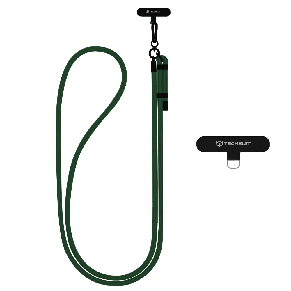 Techsuit - Rope Crossbody Strap (RCS1-04) - pro telefony karabina nylon pletený odolný nastavitelný lesní zelená