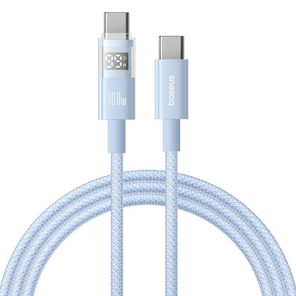 Baseus Data Cable Display 2 Rychlonabíjecí Type-C na Type-C Digitální displej 100W 2m modrá Galaxy