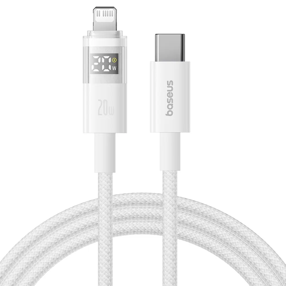 Baseus Data Cable Display 2 Rychlonabíjecí Type-C na Lightning Digitální displej 20W 1m Měsíční bílá
