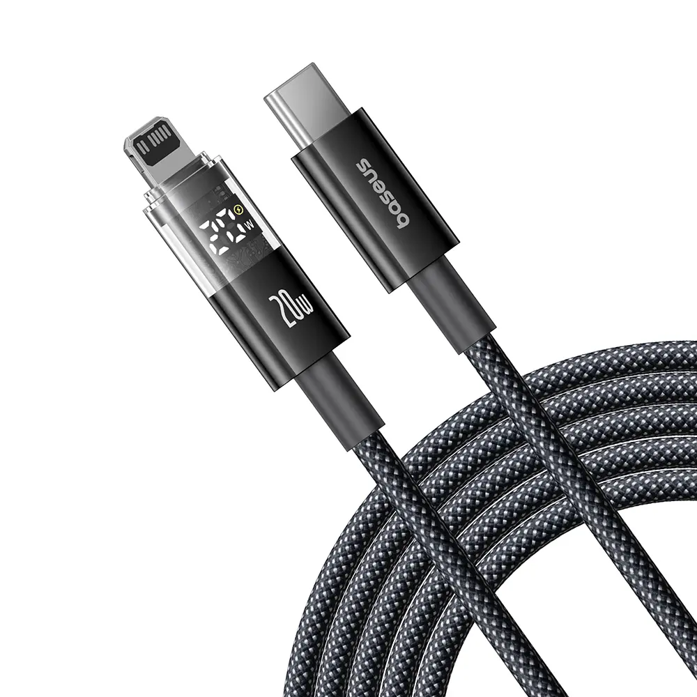 Baseus Data Cable Display 2 Rychlonabíjecí Type-C na Lightning Digitální displej 20W 2m kosmická černá