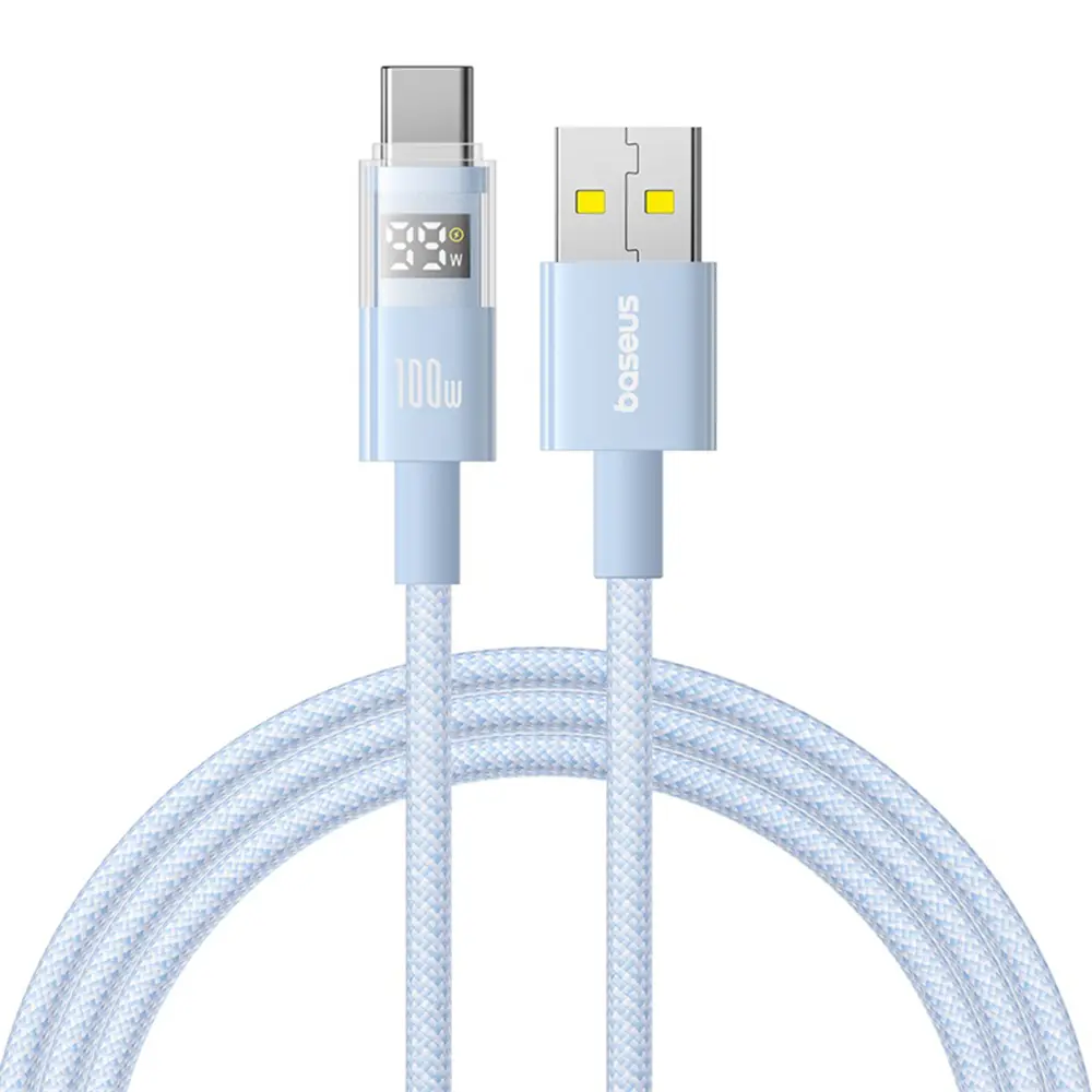 Baseus Data Cable Display 2 Rychlonabíjecí USB na Type-C Digitální displej 100W 1m Galaxy modrá
