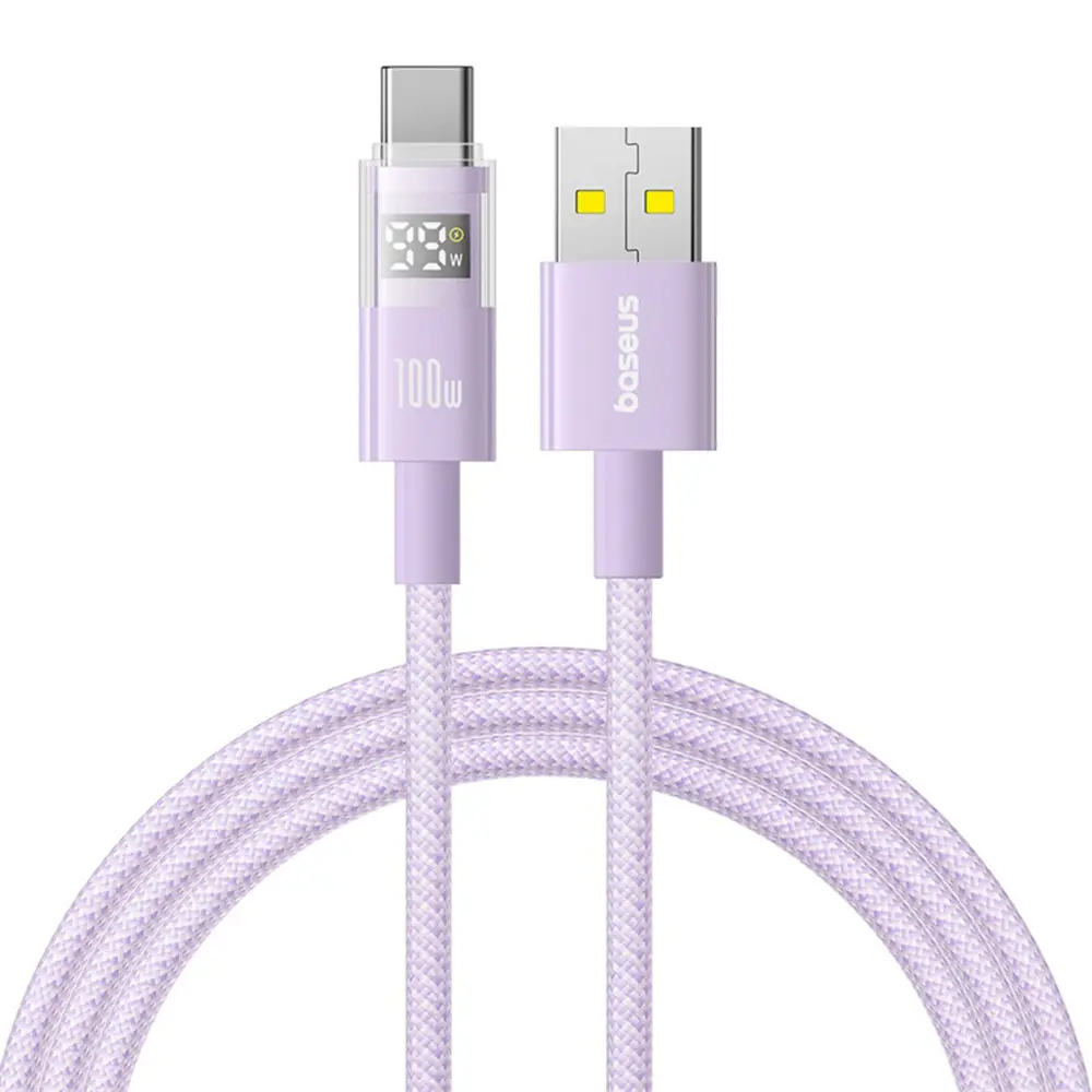Baseus Data Cable Display 2 Rychlonabíjecí USB na Type-C 100W 2m fialová