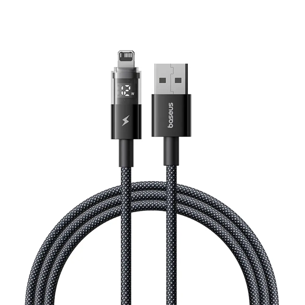 Baseus Data Cable Display 2 USB na Lightning Rychlé nabíjení Digitální displej 2.4A 1m Kosmická černá