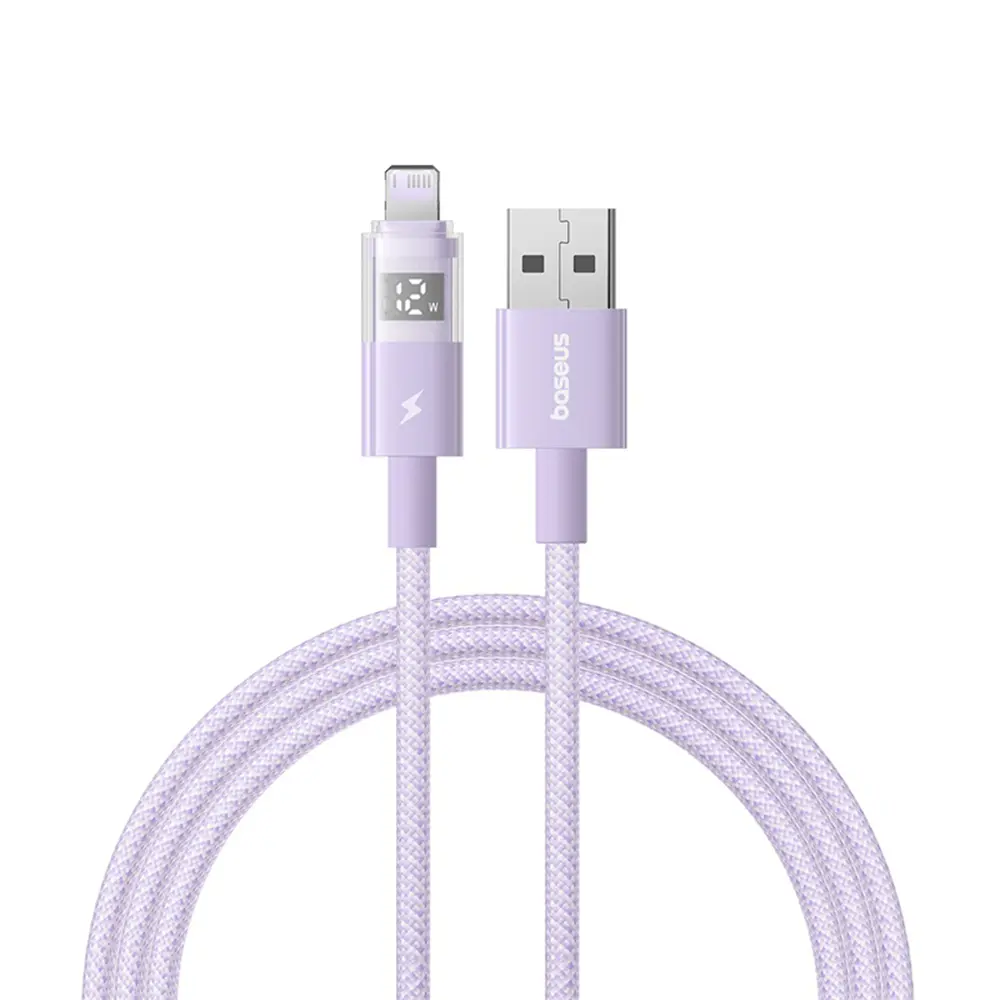 Baseus Data Cable Display 2 USB na Lightning Rychlé nabíjení 1m Fialová