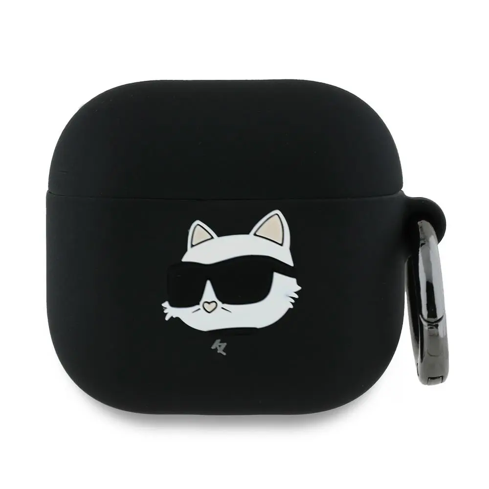 Pouzdro Karl Lagerfeld 3D Logo NFT Choupette Head pro AirPods 4 Black